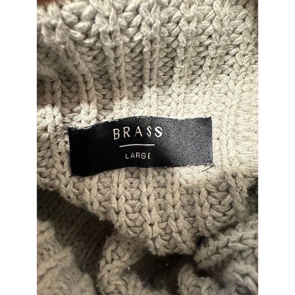 Brass Clothing Gray Ribbed Long Sleeve Chunky Knit Turtleneck‎ Sweater Sz L NWOT - Picture 4 of 6